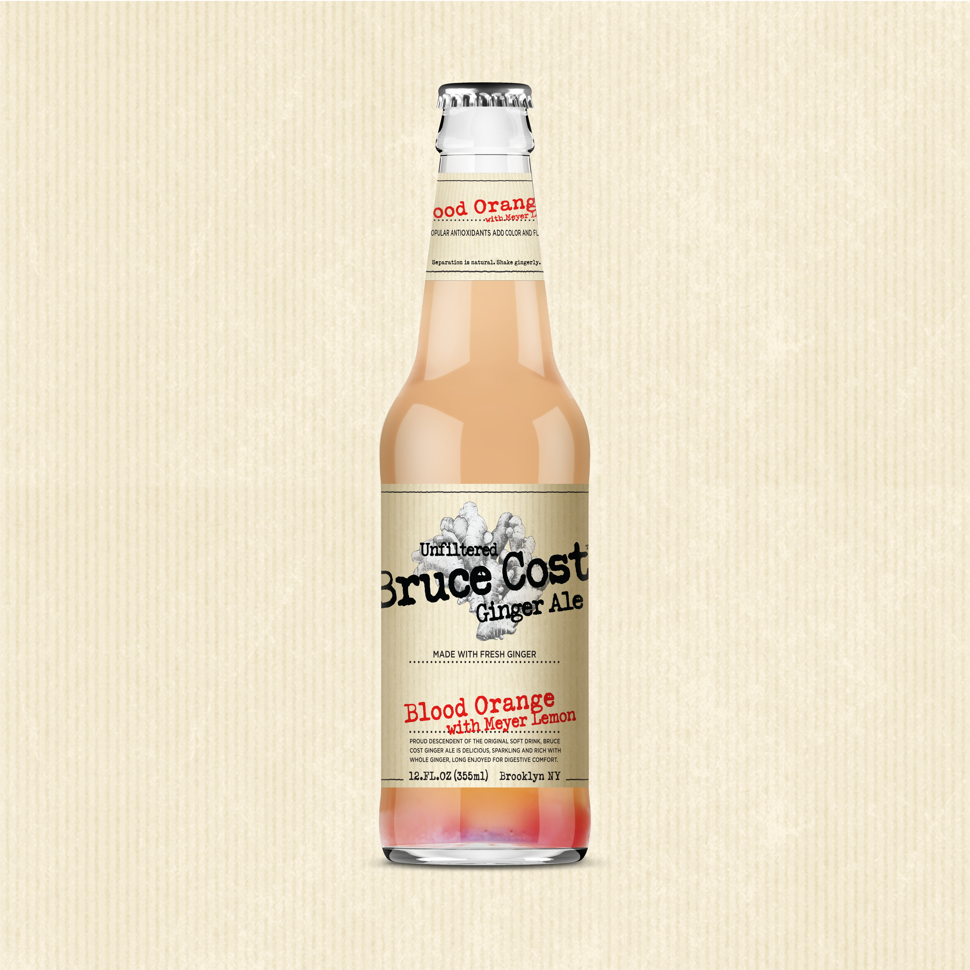 Bruce Cost Fresh Ginger Ale - Blood Orange with Meyer Lemon